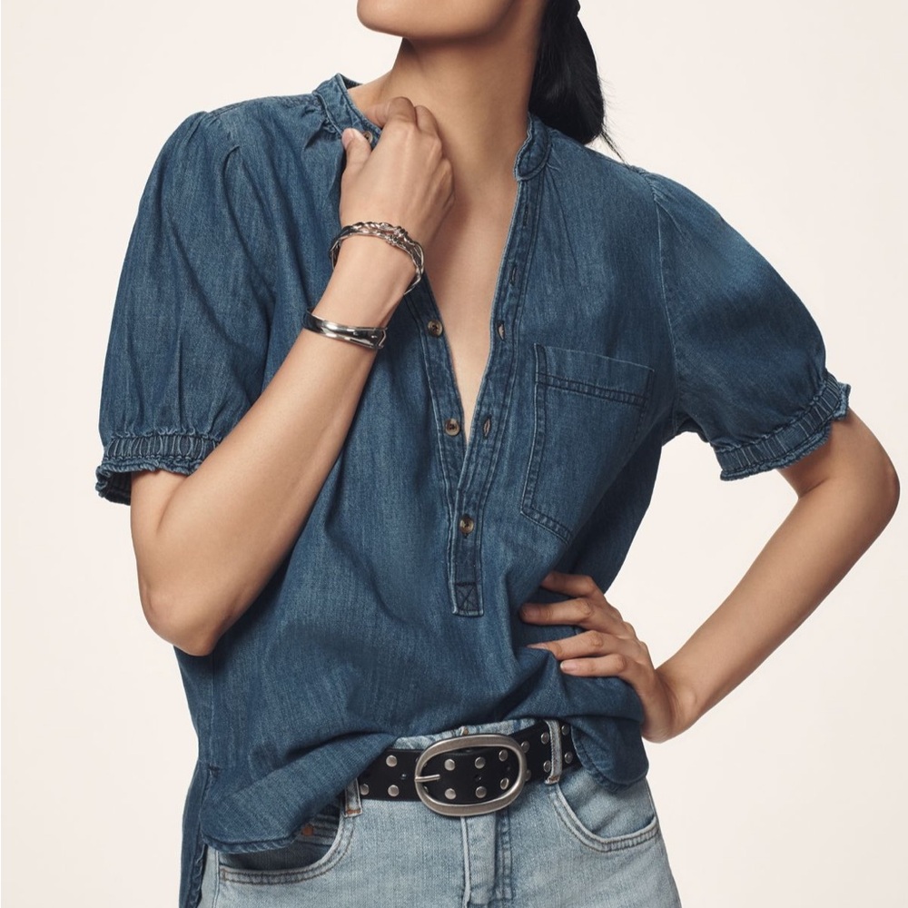 Pilcro Indigo Denim Blouse